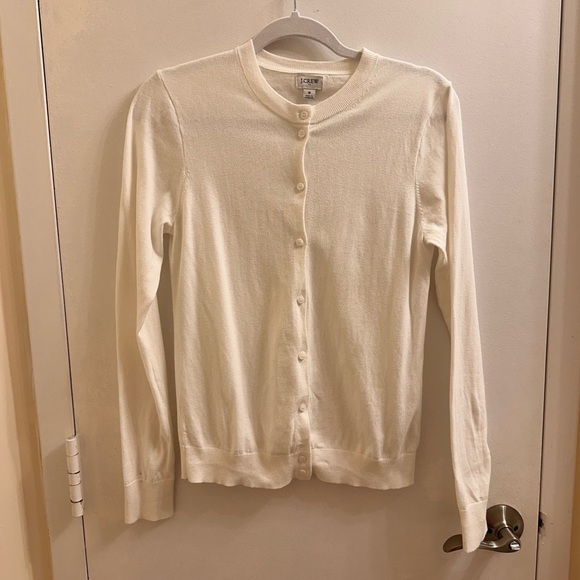 J Crew Classic Cotton Cardigan in White Size Small - Picture 3 of 4
